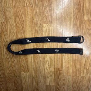 Abercrombie Fitch Navy Canvas Leather Belt w Moose Logo Size 16